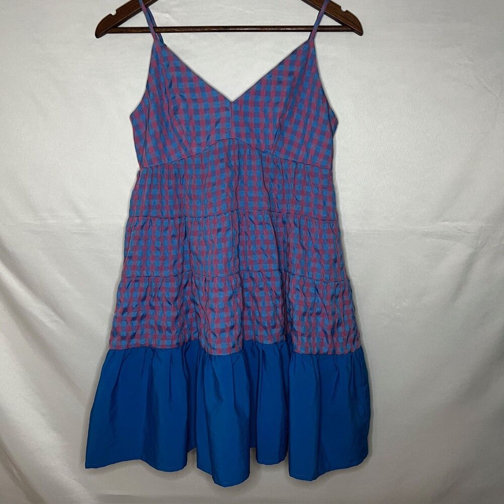Entro Womens Blue and Pink Gingham Sundress Size‎ XS